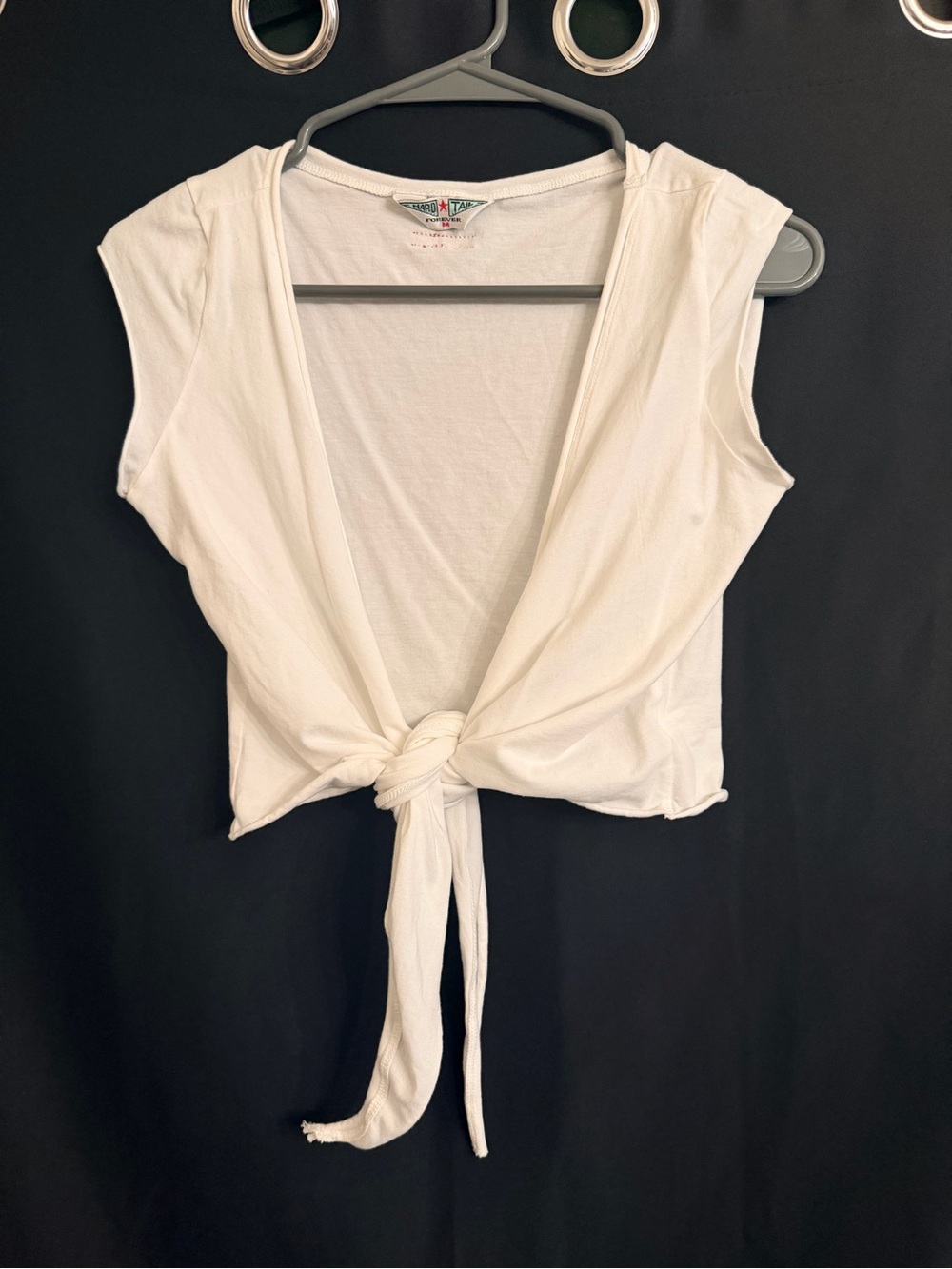 Hard Tail White Tie-Front Cap Sleeve Crop Top NWOT